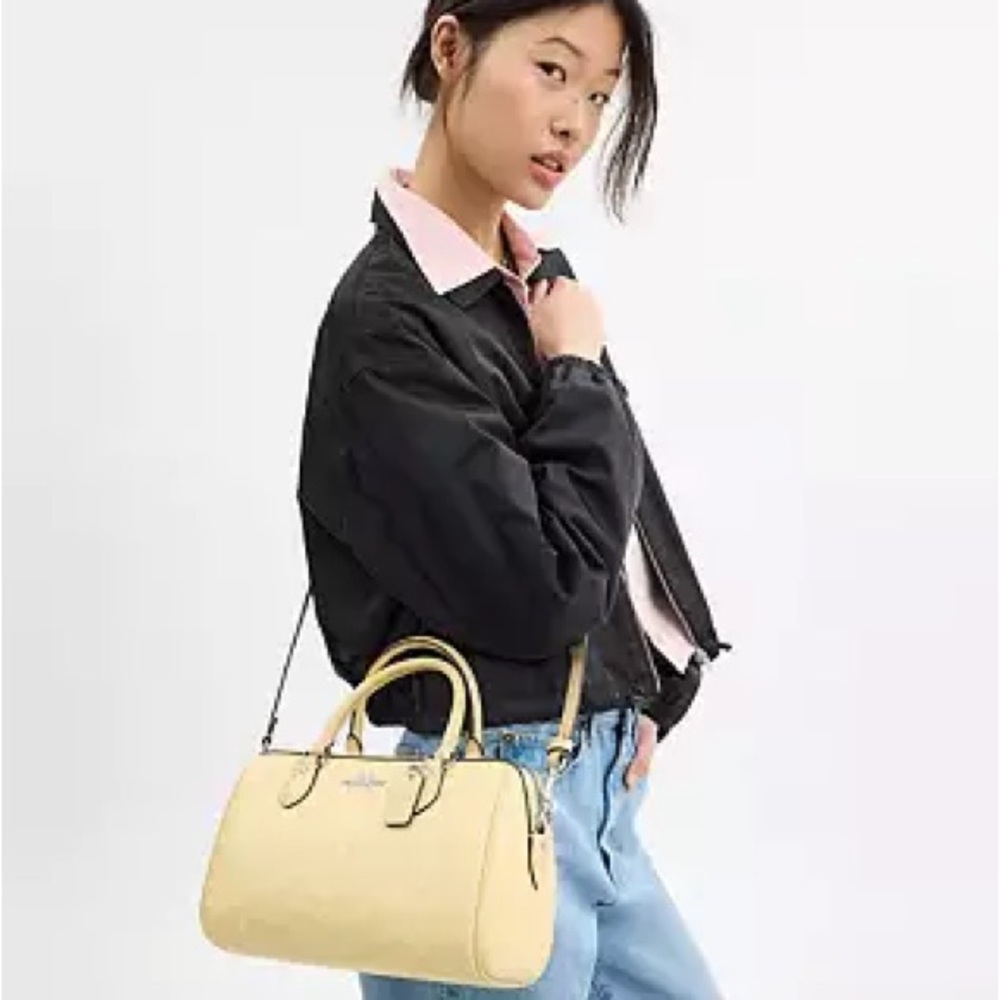 Coach Rowan Satchel Bag In Signature Canvas- Silver/Hay - Picture 14 of 15